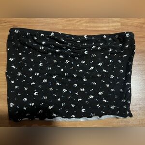 Black Floral Tube Top- Women's Stretch Knit